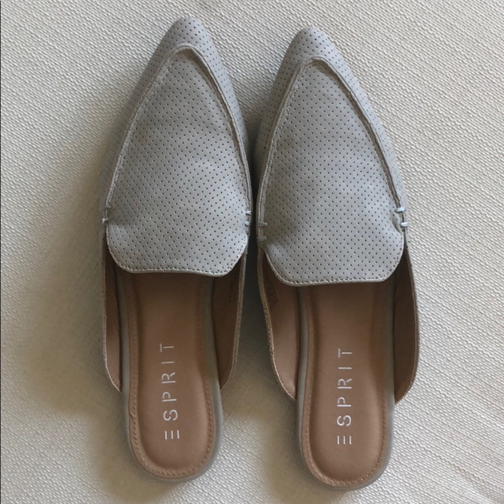 Grey suede slip on shoes